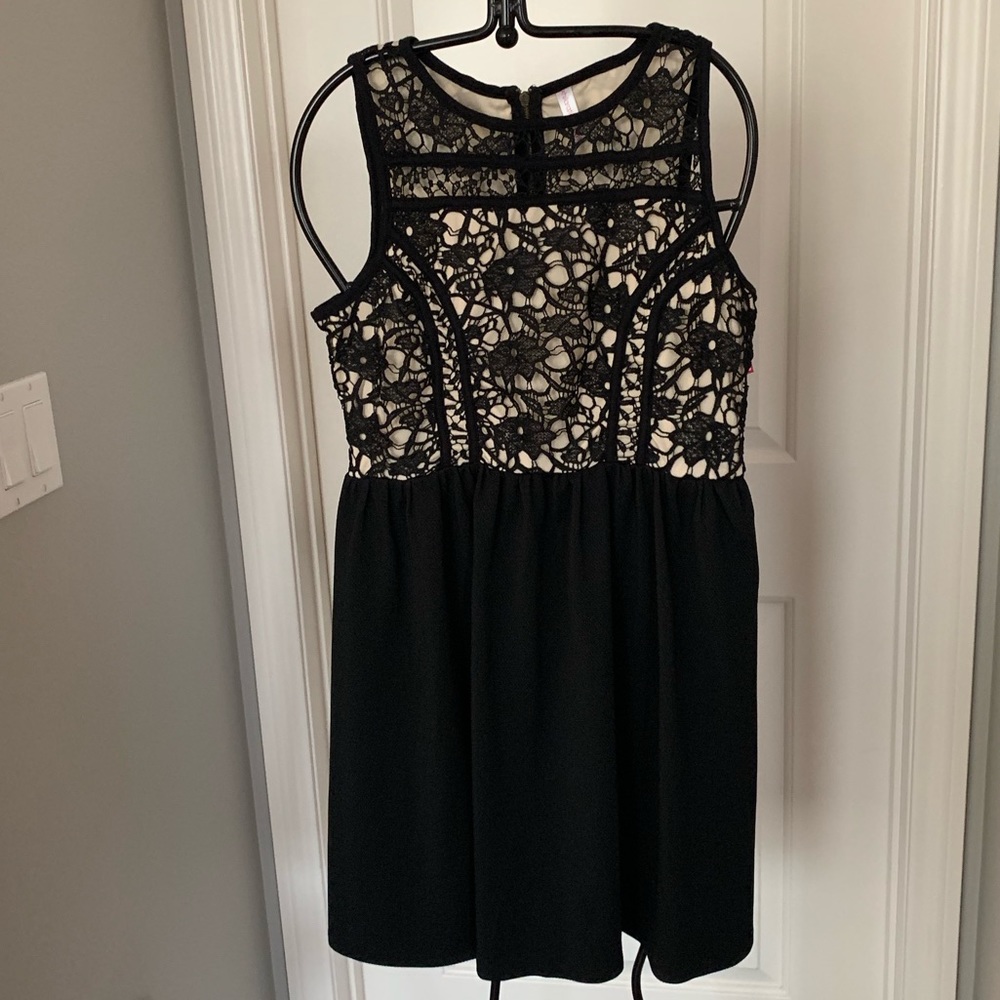 Xhilaration Black Dress with upper top lace